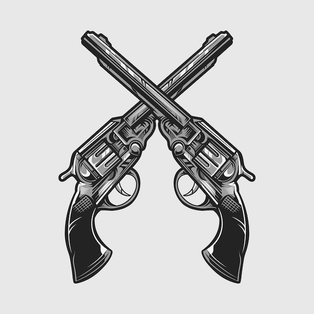 Vettore pistola pistola revolver illustrazione vettoriale isolato
