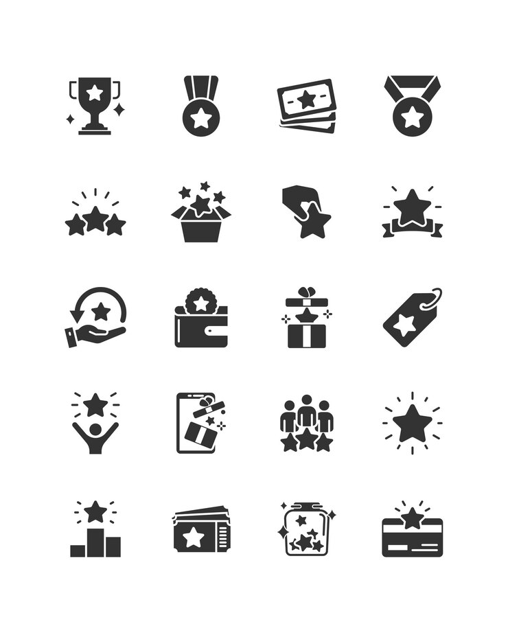 reward bonus benefit prize icons set