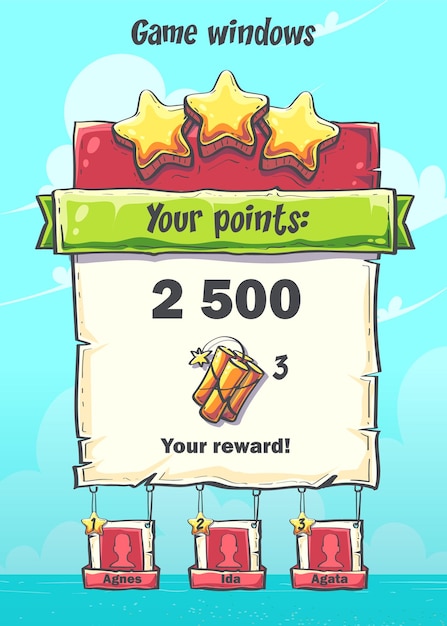 Reward game window the bright vector illustration