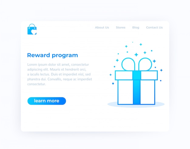 Reward program, website design, vector template