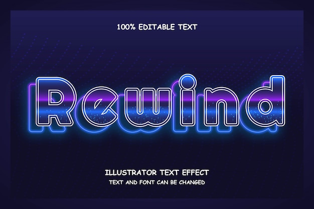 巻き戻し、3 d編集可能なテキスト効果現代の未来的なネオンパターンスタイル