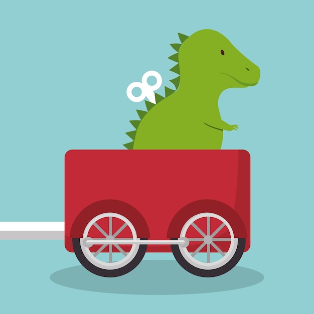 rex ontwerp van de dinosaurus binnen treinwagen het vectorillustratie