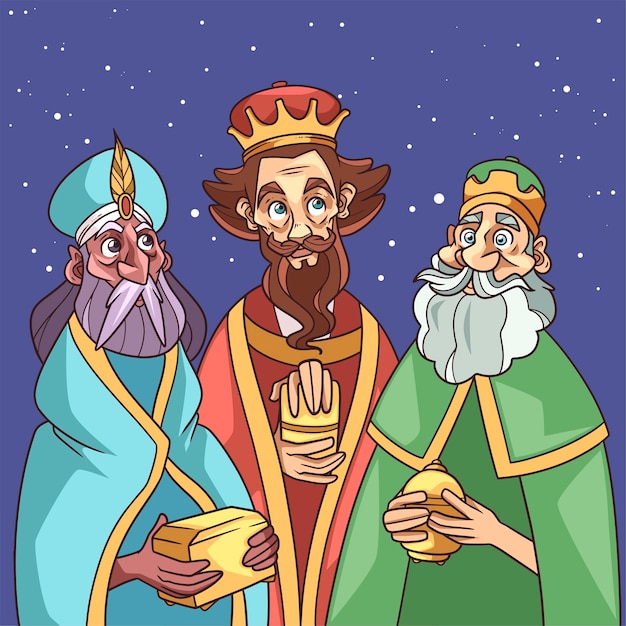 Reyes magos celebration illustration