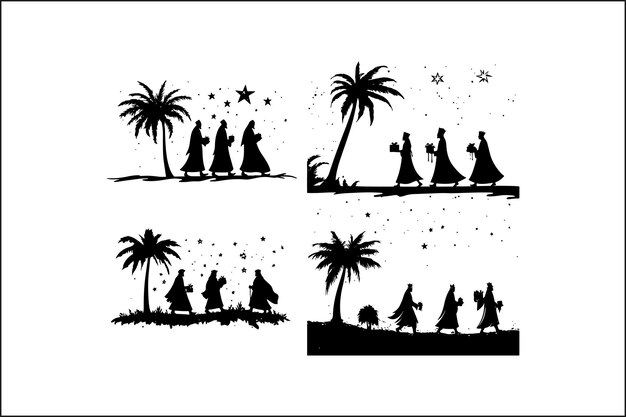 Vector reyes magos vector reyes magos silhouette three kings epiphany vector magi illustration three w