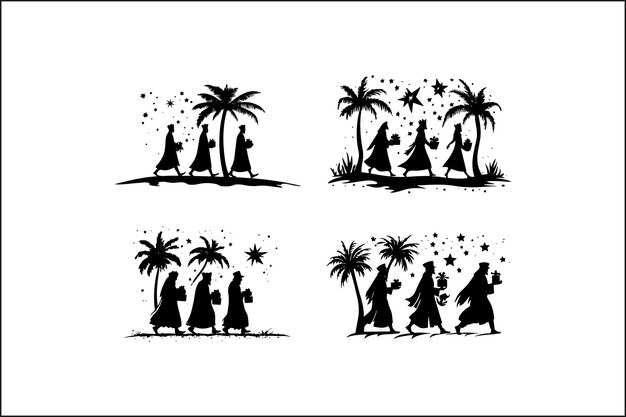 Vector reyes magos vector reyes magos silhouette three kings epiphany vector magi illustration three w