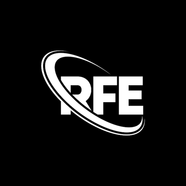 Vector rfe logo rfe letter rfe letter logo ontwerp initialen rfe logo gekoppeld aan cirkel en hoofdletters monogram logo rfe typografie voor technologie bedrijf en vastgoed merk