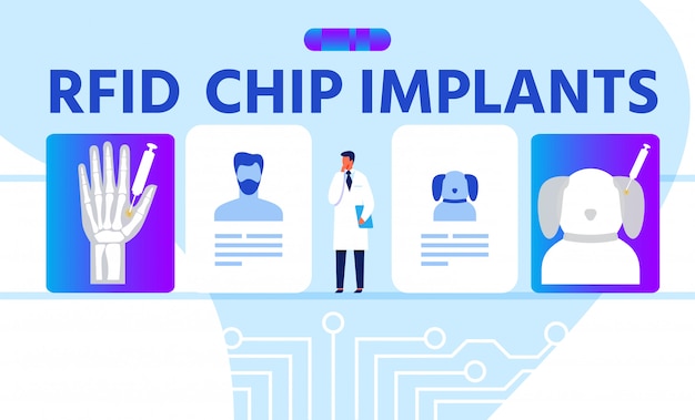 Rfid chip implants advertising cartoon banner