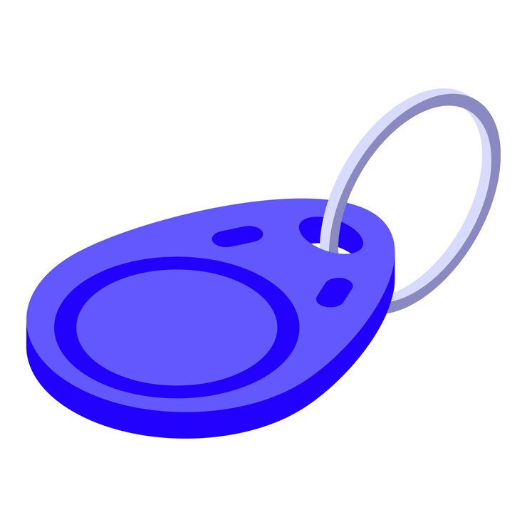 Vector rfid key tag icon isometric vector chip security door reader radio tag