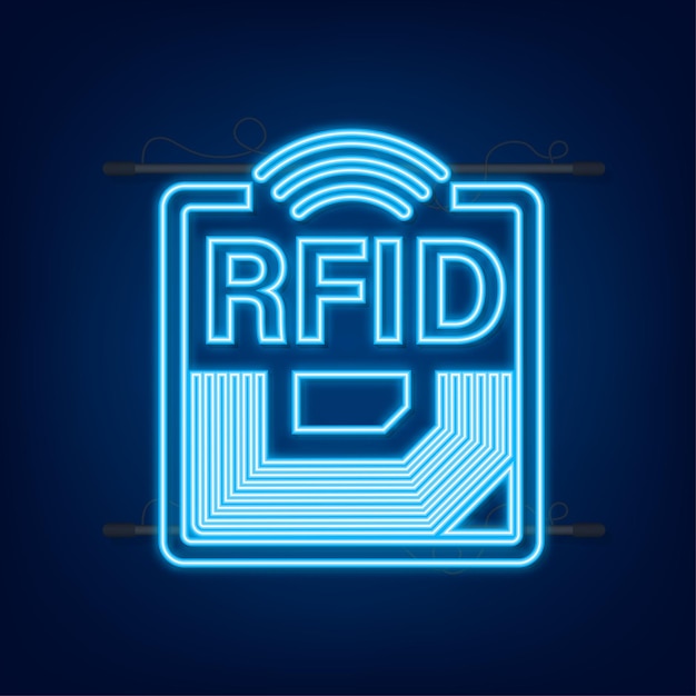 Rfid радиочастотная идентификация идентификация неоновый эффект технологическая концепция