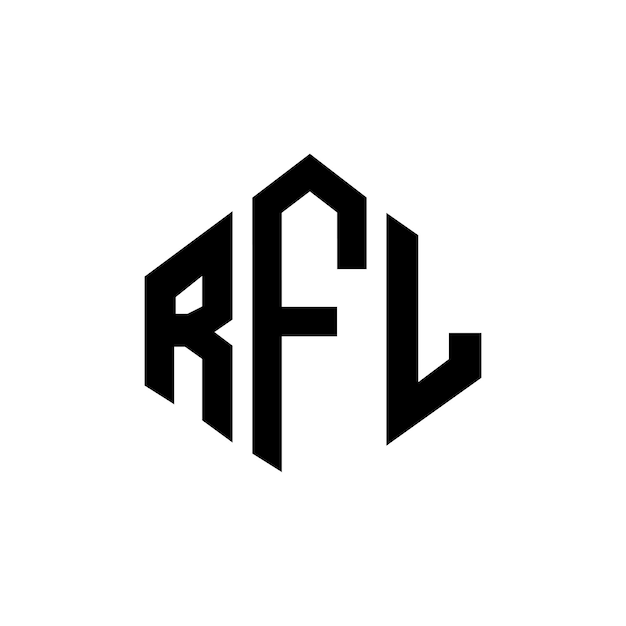 Дизайн логотипа с буквами RFL с формой многоугольника RFL многоугольный и кубический дизайн логотипа RFL шестиугольный векторный шаблон логотипа белые и черные цвета RFL монограмма бизнес и логотип недвижимости