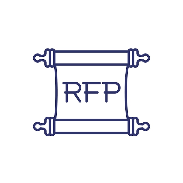 RFP-lijnpictogram met perkamentrol