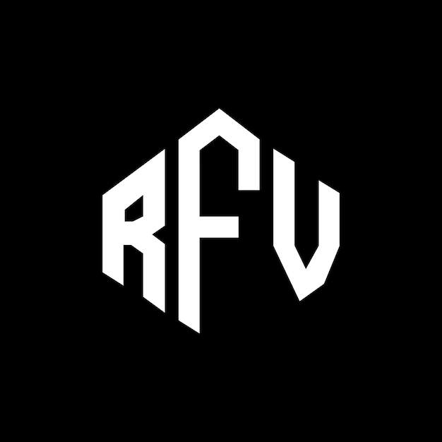 Il logo della lettera rfv con forma di poligono rfv poligono e forma di cubo rfv esagono modello di logo vettoriale colori bianchi e neri rfv monogramma business e logo immobiliare