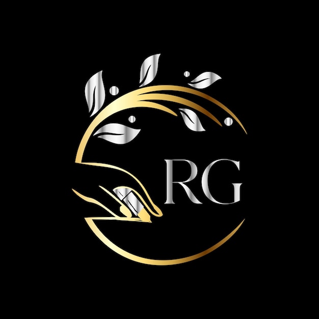 RG Monograms logo nails, Luxury Cosmetics Spa Beauty vector template