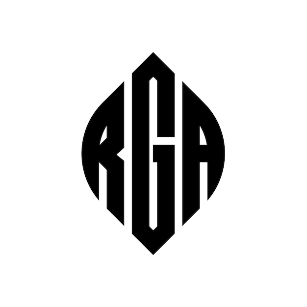 RGA 円文字 ロゴデザイン 円とエリプスの形 RGA エリプスの文字 タイポグラフィックなスタイル 3つのイニシャルが円のロゴを形成する RGA サークルエンブレム アブストラクト モノグラム 文字マーク ベクトル