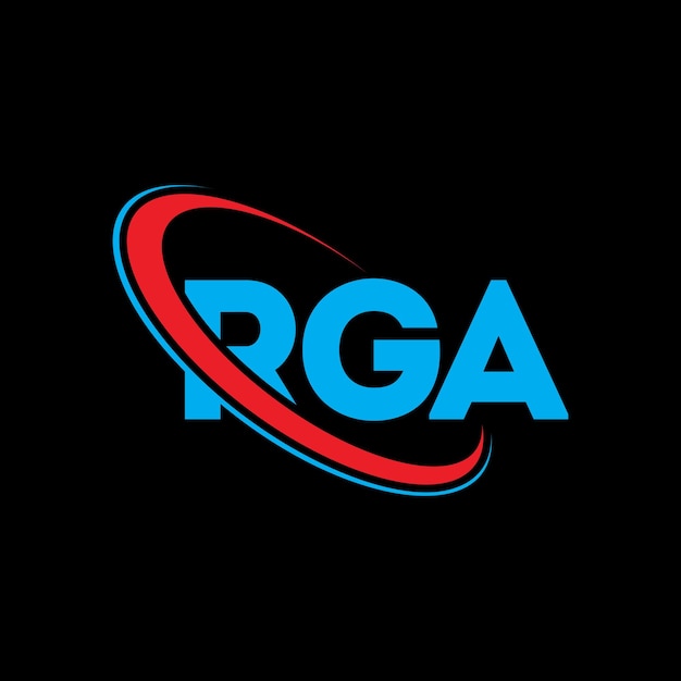 ベクトル rga ロゴ rga 文字 rga 字母 ロゴデザイン イニシャル rga 円と大文字でリンクされたロゴ rga テクノロジービジネスと不動産ブランドのタイポグラフィー