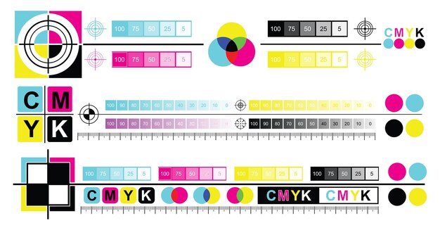 Vettore diagramma di miscelazione rgb e cmyk colorato