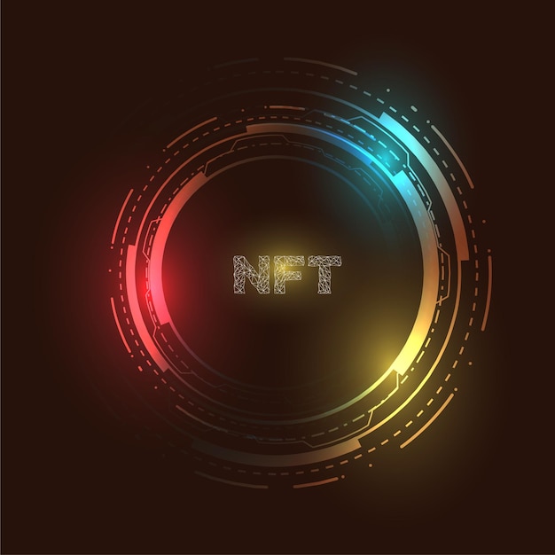 RGB 조명과 미래 지향적인 NFT 벽지 컨셉입니다.