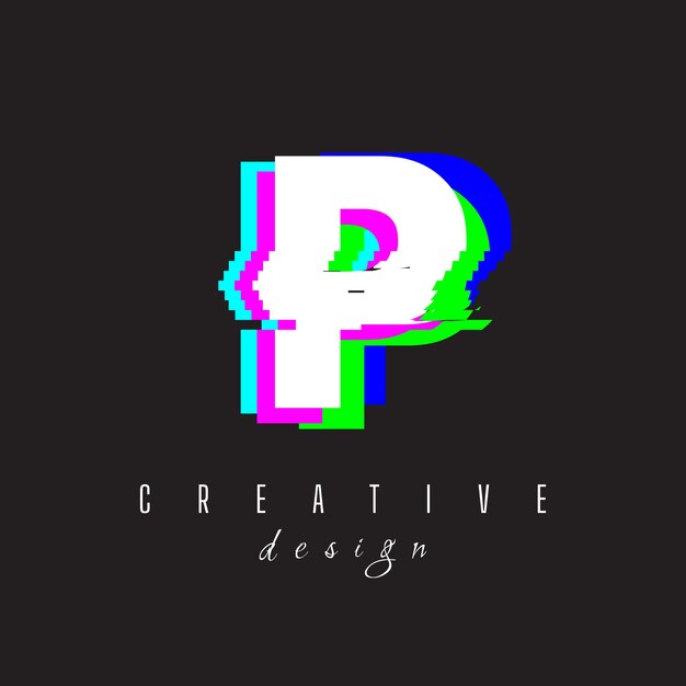 Vector rgb-tekst p-letterlogo met geen signaallogo