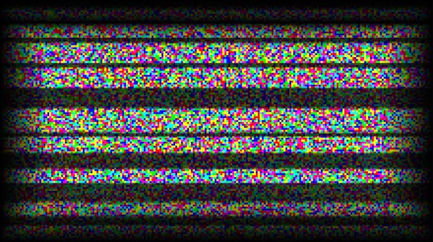 RGB-televisie statische achtergrondgeluid Glitch bw pixelated televisie scherm Verloren of slecht tv-signaal VHS vid
