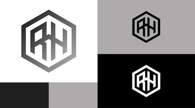 RH Monogram zeshoekig bedrijfslogo ontwerpconcept