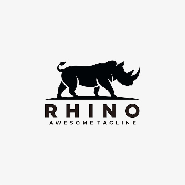 Rhino 추상적 인 로고 디자인 실루엣