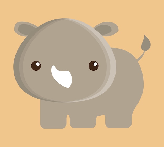 rhino animal cute little cartoon icon