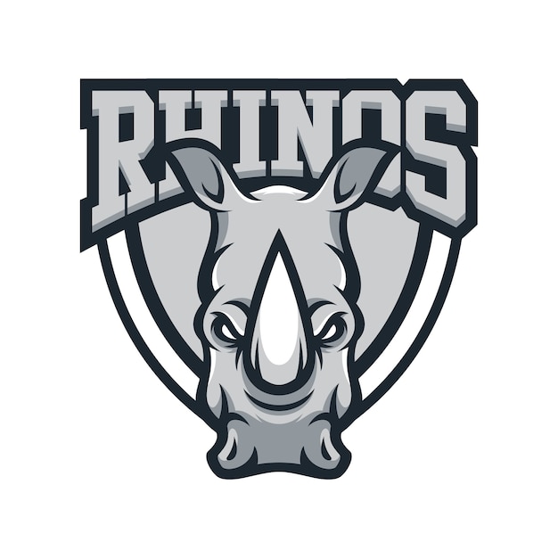 rhino animal sport mascot head logo vector