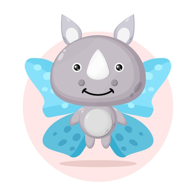 Rhino butterfly cute character