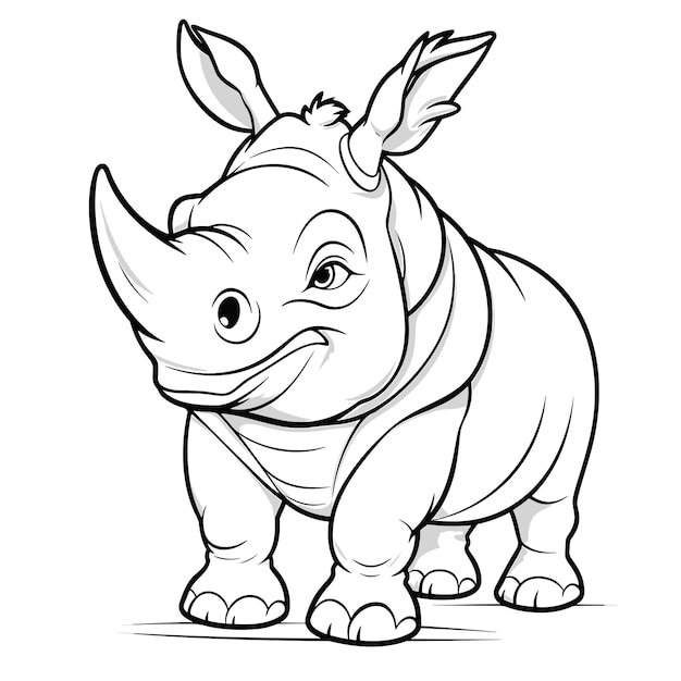 Cartoon rhinoceros traffic cop coloring Royalty Free Vector