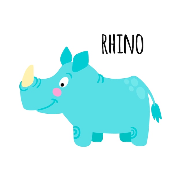 Rhino clipart illustrazione vettoriale animale africano isolato su sfondo bianco