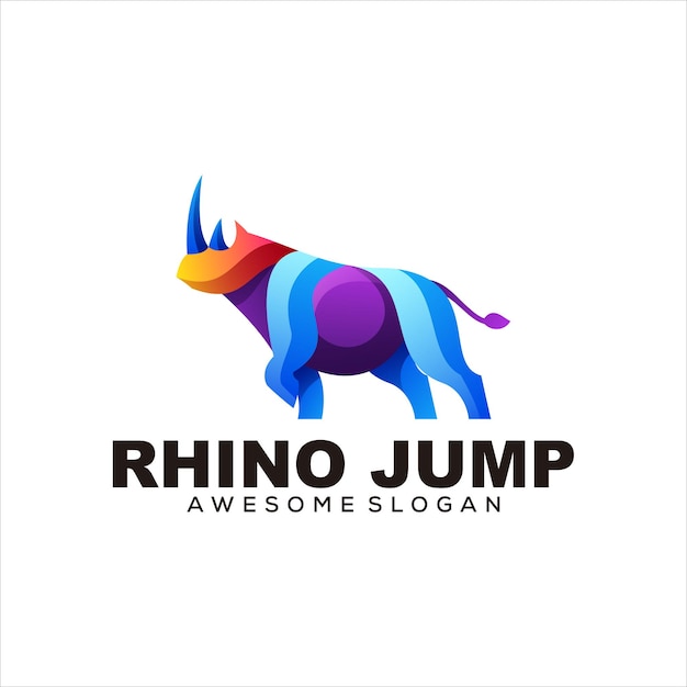 Носорог красочный логотип векторная иллюстрация
