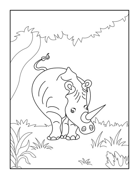 Premium Vector  Rhino coloring book for kids wild animal coloring