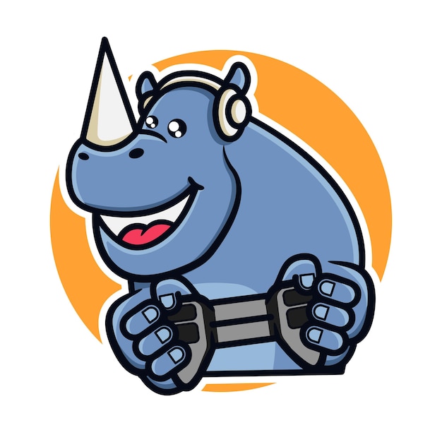 Logo della mascotte di rhino gaming esport