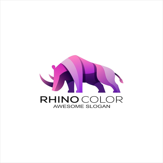 Design del logo colorato sfumato di rinoceronte