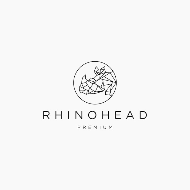 Rhinoの頭の幾何学的なロゴのアイコンのデザインテンプレート