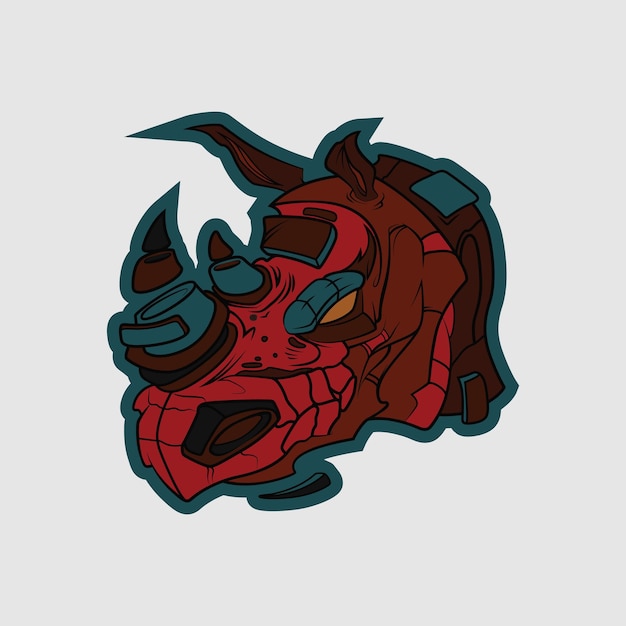 Vector rhino head mascot character illustration