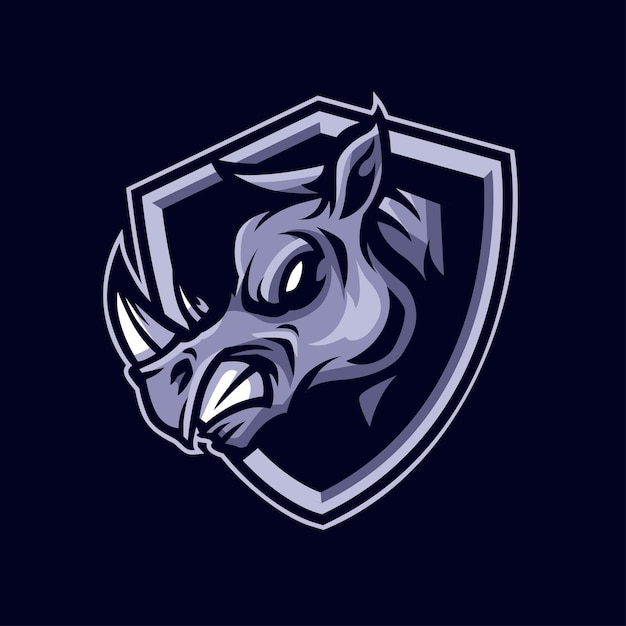 Талисман головы носорога Logo Esport
