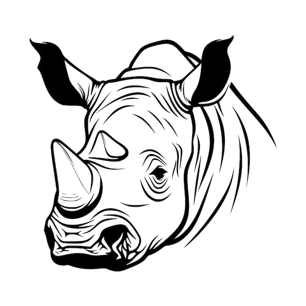 rhino head wild animal illustration