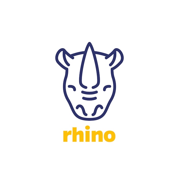 Rhino logo animal head line icon