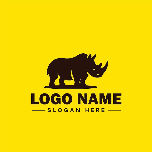 Rhino logo icon rhino wild horned animal modern minimalist business logo editable vector