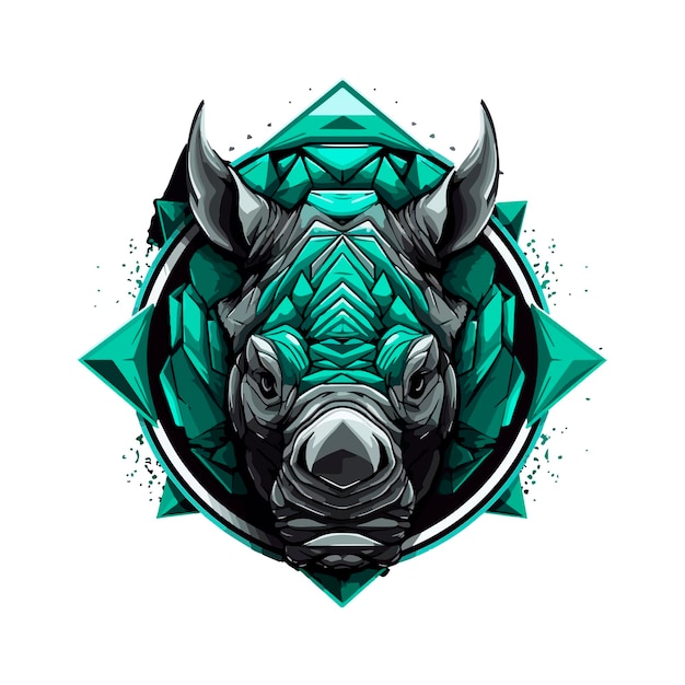 Шаблон логотипа носорога Африканский носорог, находящийся под угрозой исчезновения Икона силуэта Символ рогатого животного Иллюстрация вектора