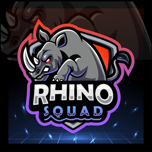 Rhino mascotte esport logo design