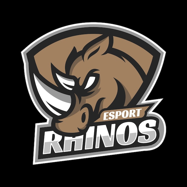 Rhino mascot esport logo design