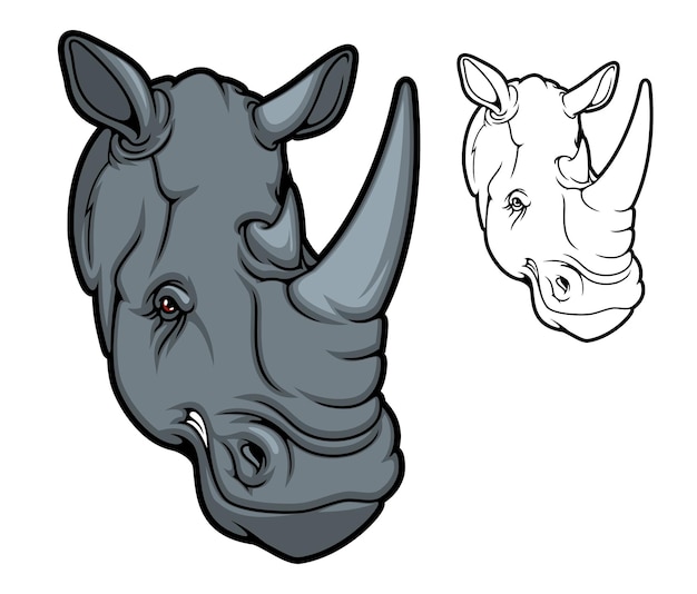 Вектор Талисман африканского животного носорога или носорога