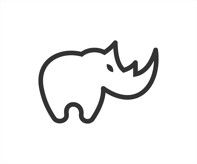 Rhino Outline Logo Design Vector Illustration