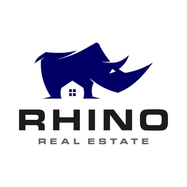 rhino real estate logo design template, vector illustration.