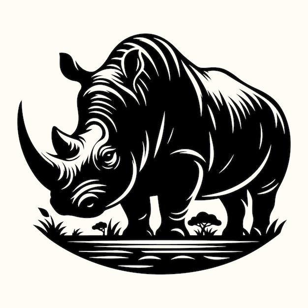 Vector rhino silhouette vector illustration set