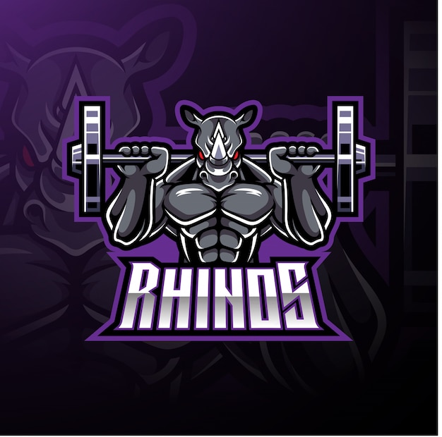 Logo della mascotte di rhino sport