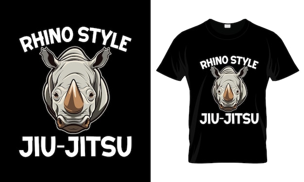 Rhino Style JiuJitsu colorful Graphic TShirt Rhino TShirt Design