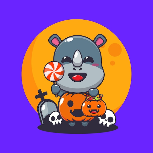 Rhino with halloween pumpkin costume